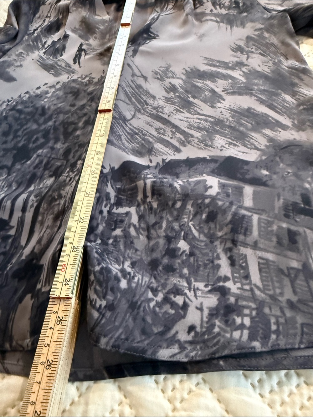 Babaton Gray & Black Scenic Print Silk Blouse - Picture 6 of 8